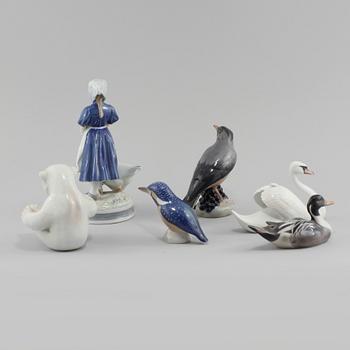 FIGURINER, 6 st, porslin, Konglig Dansk, Danmark, 1900-talets andra hälft.