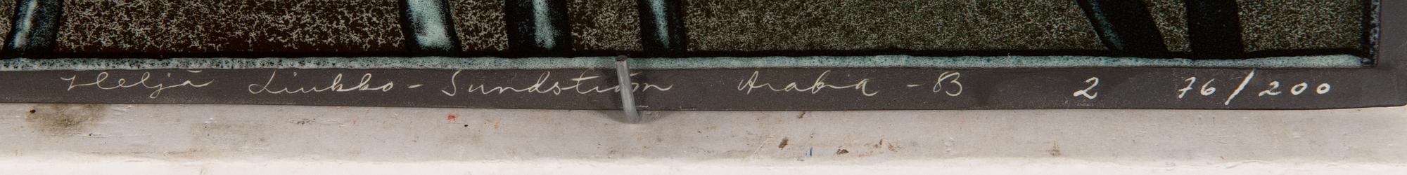 Heljä Liukko-Sundström, väggplattor, 4 st, signerade Heljä Liukko-Sundström, Arabia 1982 och 1983.