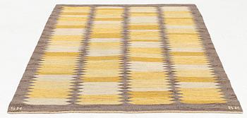 Berit Koenig, a rug, 'Viggen', flat weave, c 203 x 142 cm, signed SH BK.