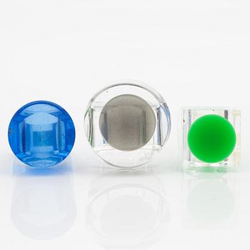 Siv Lagerström, three rings, acrylic plastic, 1970s.