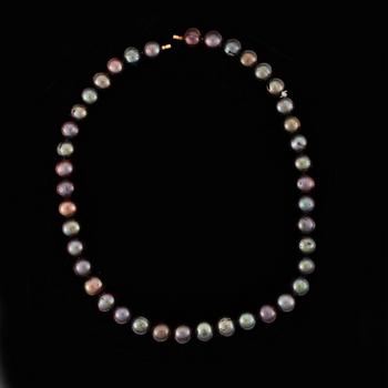 COLLIER, odlade Tahitipärlor, ca 10 mm.
