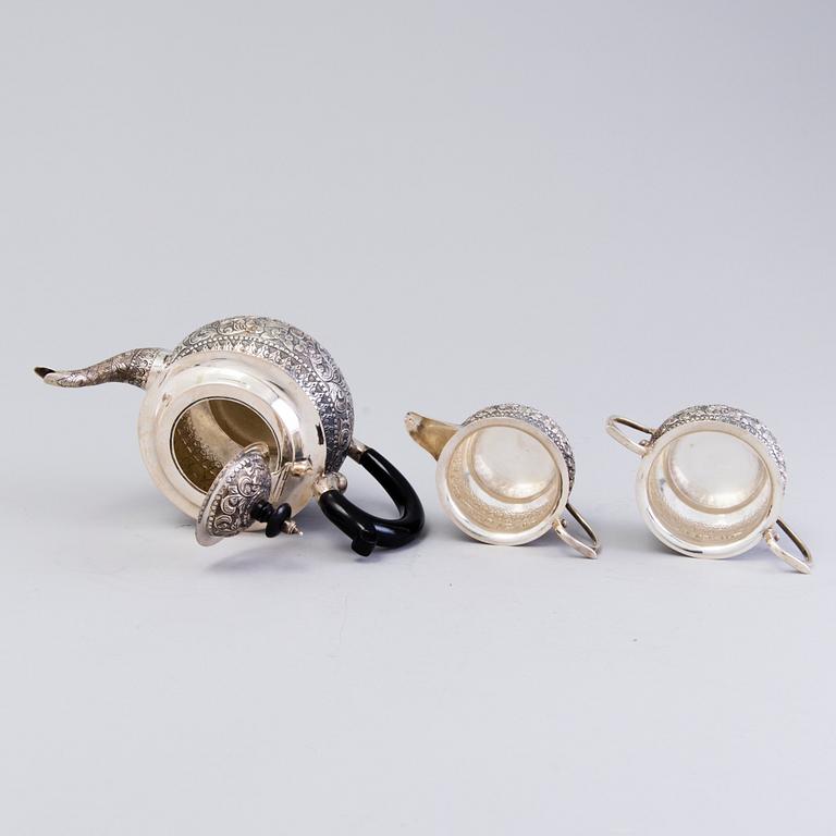 A 3-piece silver tea set, India, 20th Century.