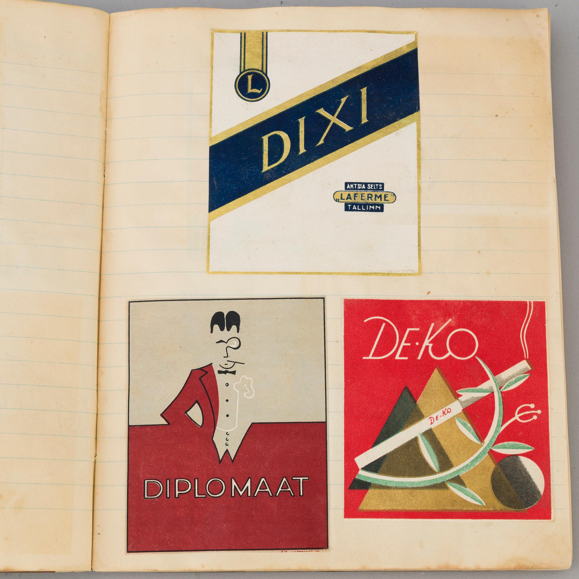a collection of 1920's cigarette labels.