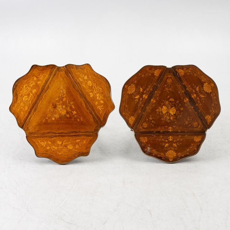 Two matched dropleaf tables, Louis XV style from around the year 1900.