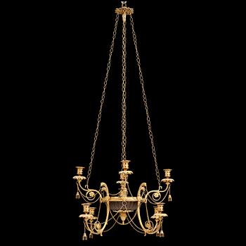 A late Gustavian early 19th century nine-light hanging-lamp.