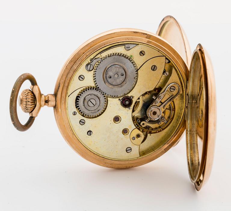 POCKET WATCH, 52 mm, 14K gold, Swiss hallmarks.