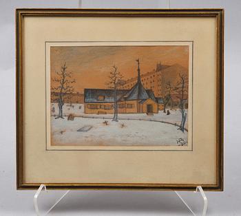 OKÄNDA KONSTNÄRER, 3 st, akvarell, teckning, sign. Omkring 1900.