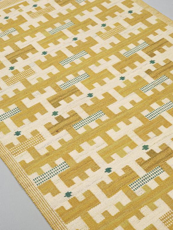 Ann-Mari Lindbom, gift Forsberg, CARPET. "Gulbroka". Flat weave. 210,5 x 132,5-135,5 cm. Signed AB MMF AMF.