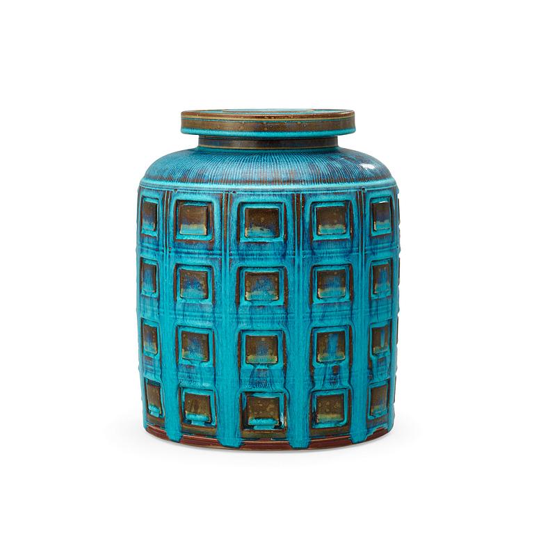 A Wilhelm Kåge 'Farsta' stoneware jar and cover, Gustavsberg Studio 1958.