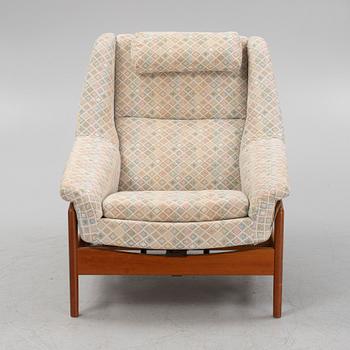 Folke Ohlsson, fåtölj med fotpall, "Profil", Dux, 1960-tal.