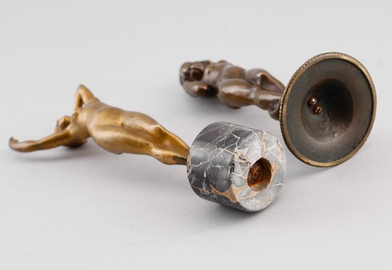 SKULPTURER, 2 st, brons, 1900-talets första hälft.