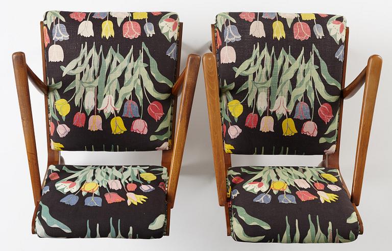 Josef Frank, two similar mahogany armchairs, Svenskt Tenn, model 638.