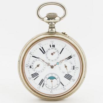 POCKET WATCH, moon phase, 81 mm.