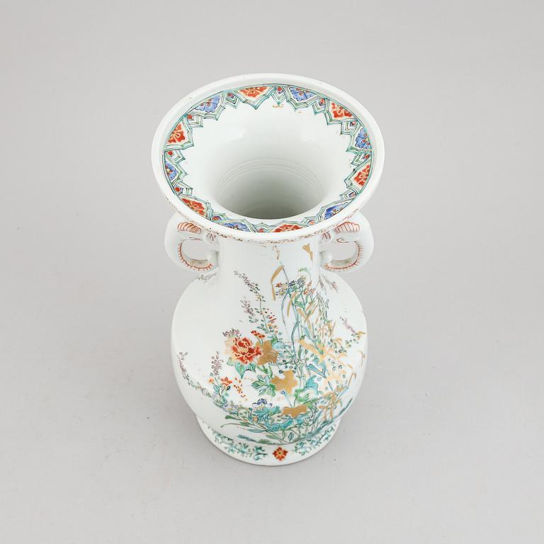 A Chinese famille rose vase, late 20th century.