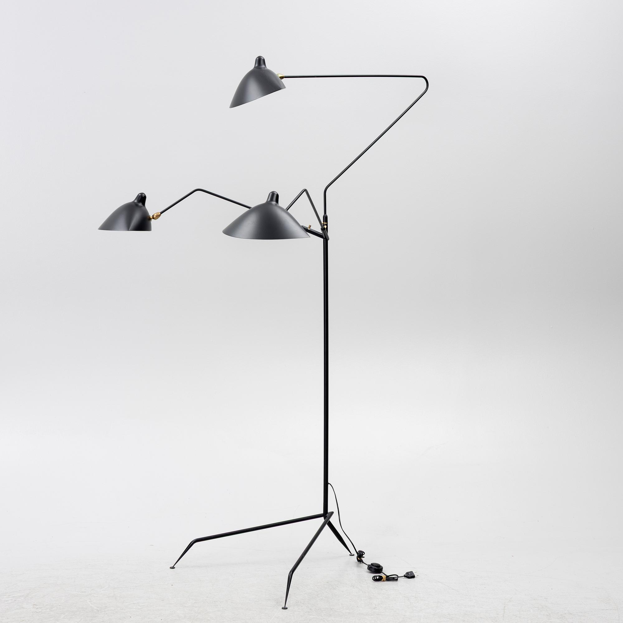 Serge Mouille, a three-armed standing floor lamp, France, 2014.