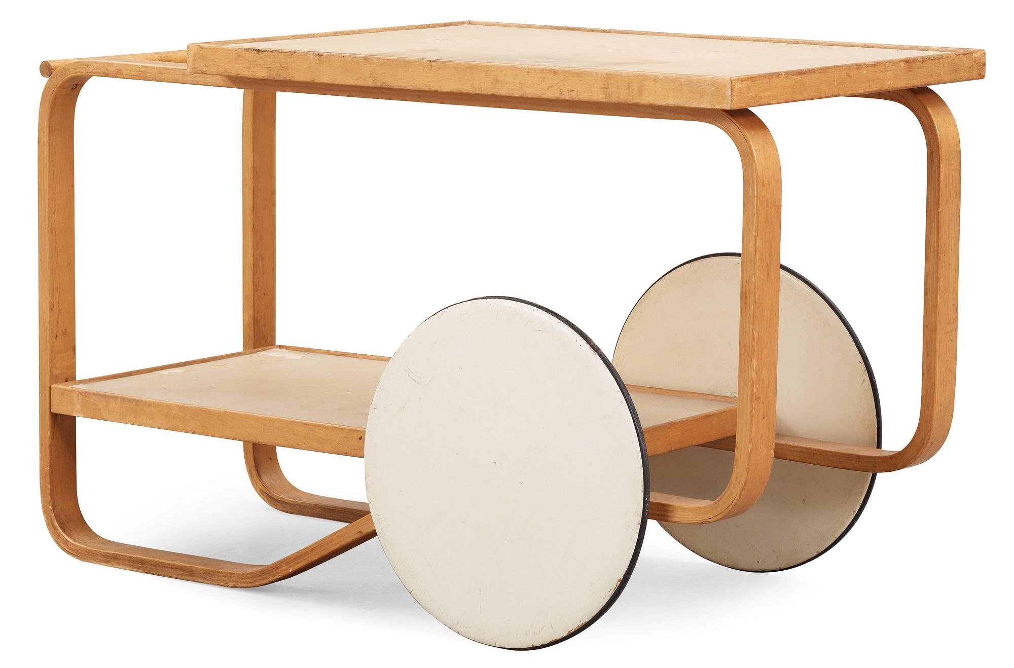 An Alvar Aalto birch tea trolley, a version  of '98/901', OY Huonekalu- ja Rakennustyötehdas A.B Finland,