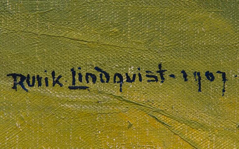 RURIK LINDQUIST, öljy kankaalle, signeerattu ja päivätty 1907.
