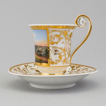 A CUP AND SAUCER, porcelain, KPM, Königliche Porzellan-Manufaktur Berlin, early 19th century.