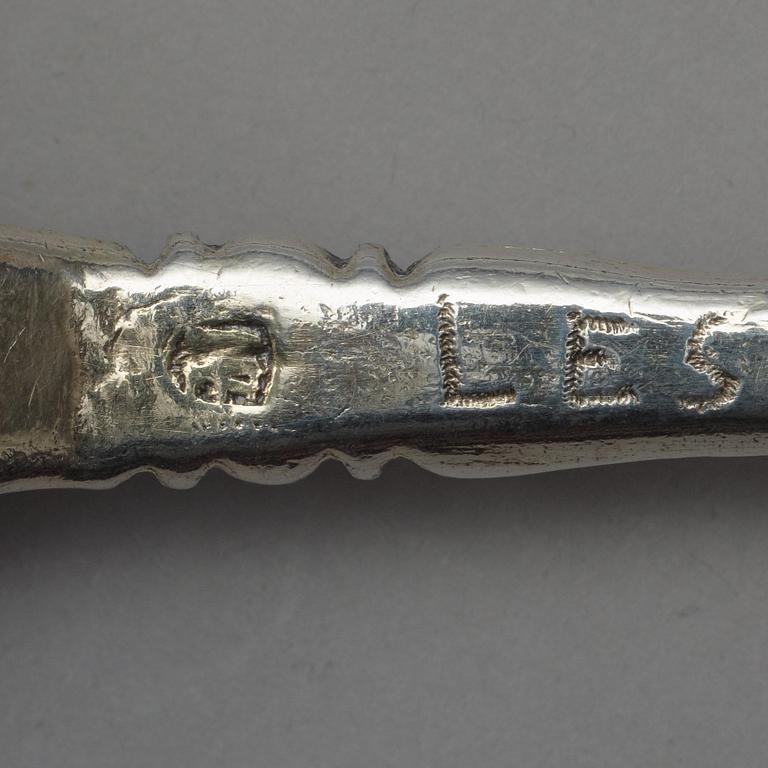 A Scandinavian 17th century silver-gilt spoon, unidentified makers mark.