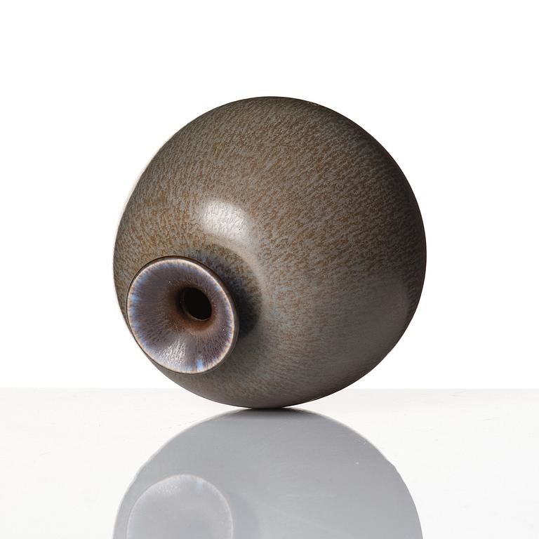 Berndt Friberg, a set of two stoneware vases and a bowl with rabbit's fur glazes, Gustavsberg Studio, Sweden, dated 1944-45, 1956, 1958.