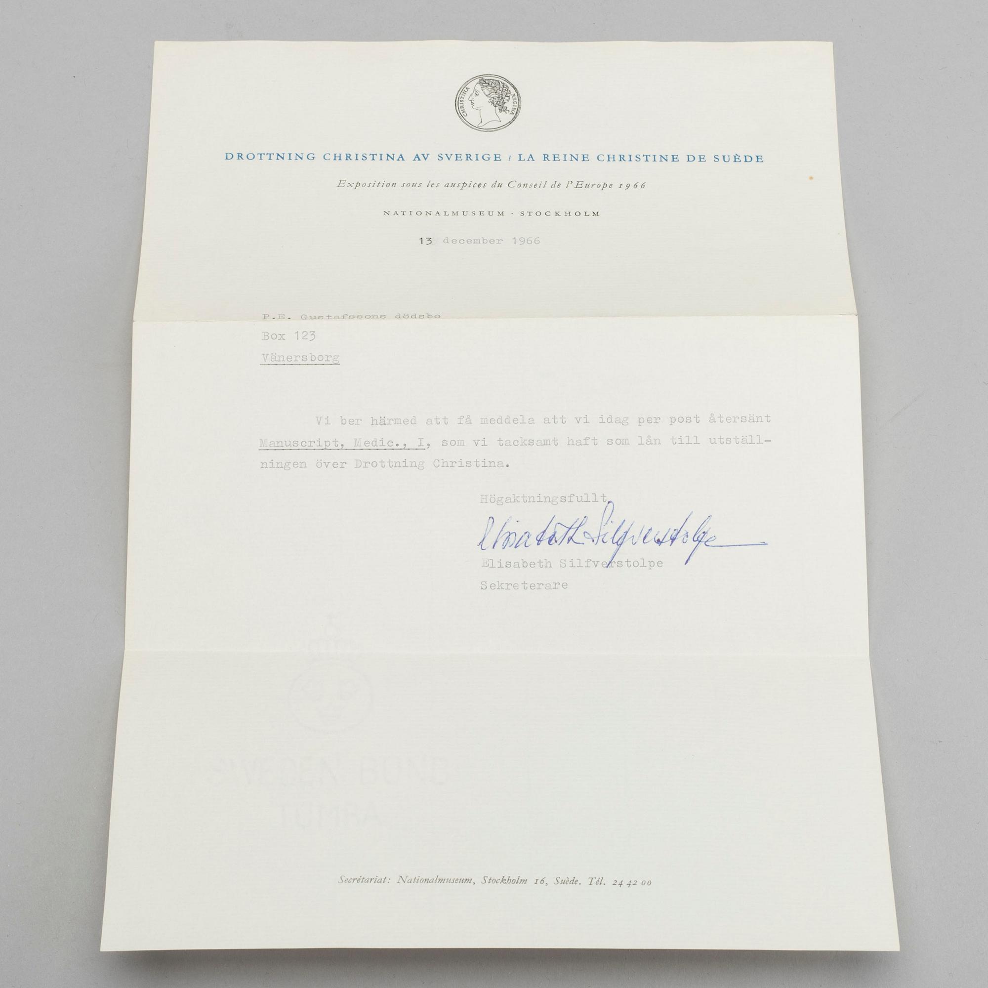 Manuscripts, from Queen Christina's 17th century library,  'Manuscript Medici I'.