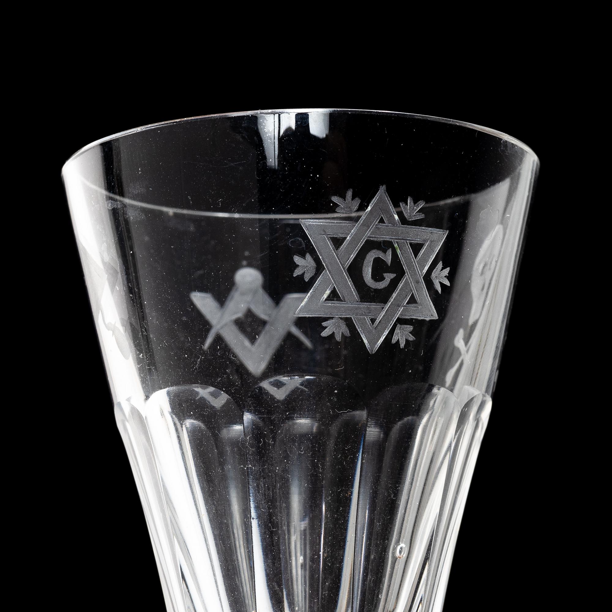 Masonic glasses, 8 pcs (6+1+1), 20th century.