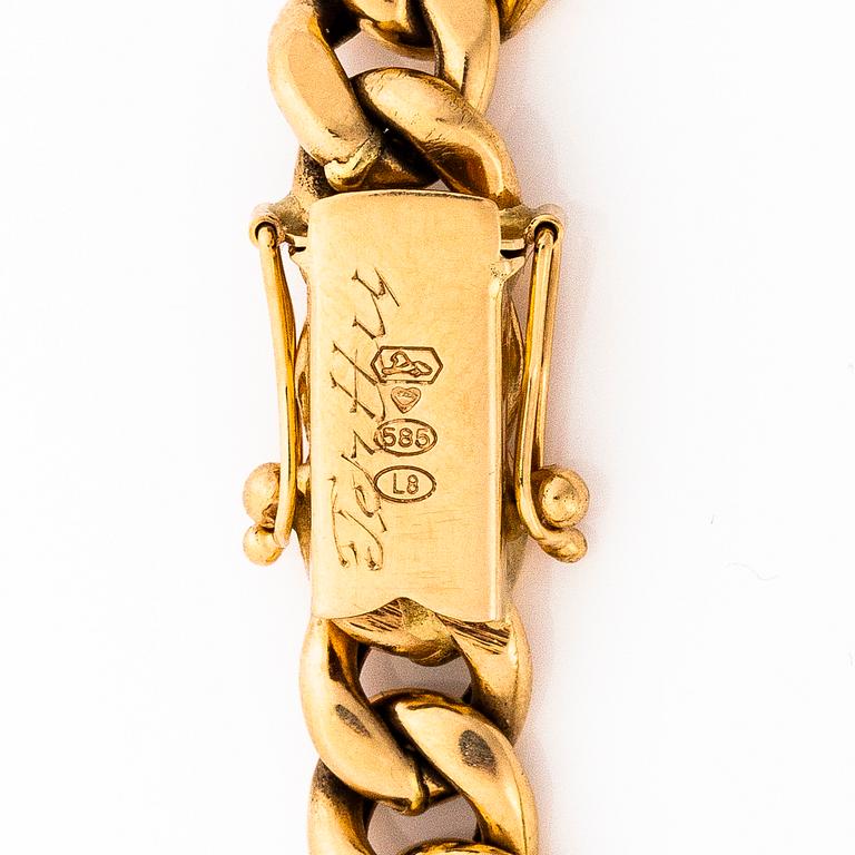 RANNEKORU, 14K kultaa, panssariketju, Kultakeskus Oy, Hämeenlinna 1988.