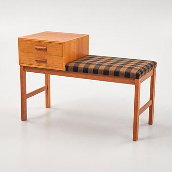 A teak bench with drawers, 1950s/60s.