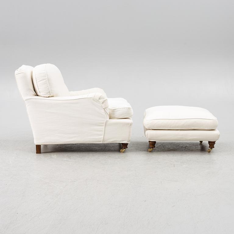 Fåtölj med fotpall, modell "Charles", Jio Möbler.