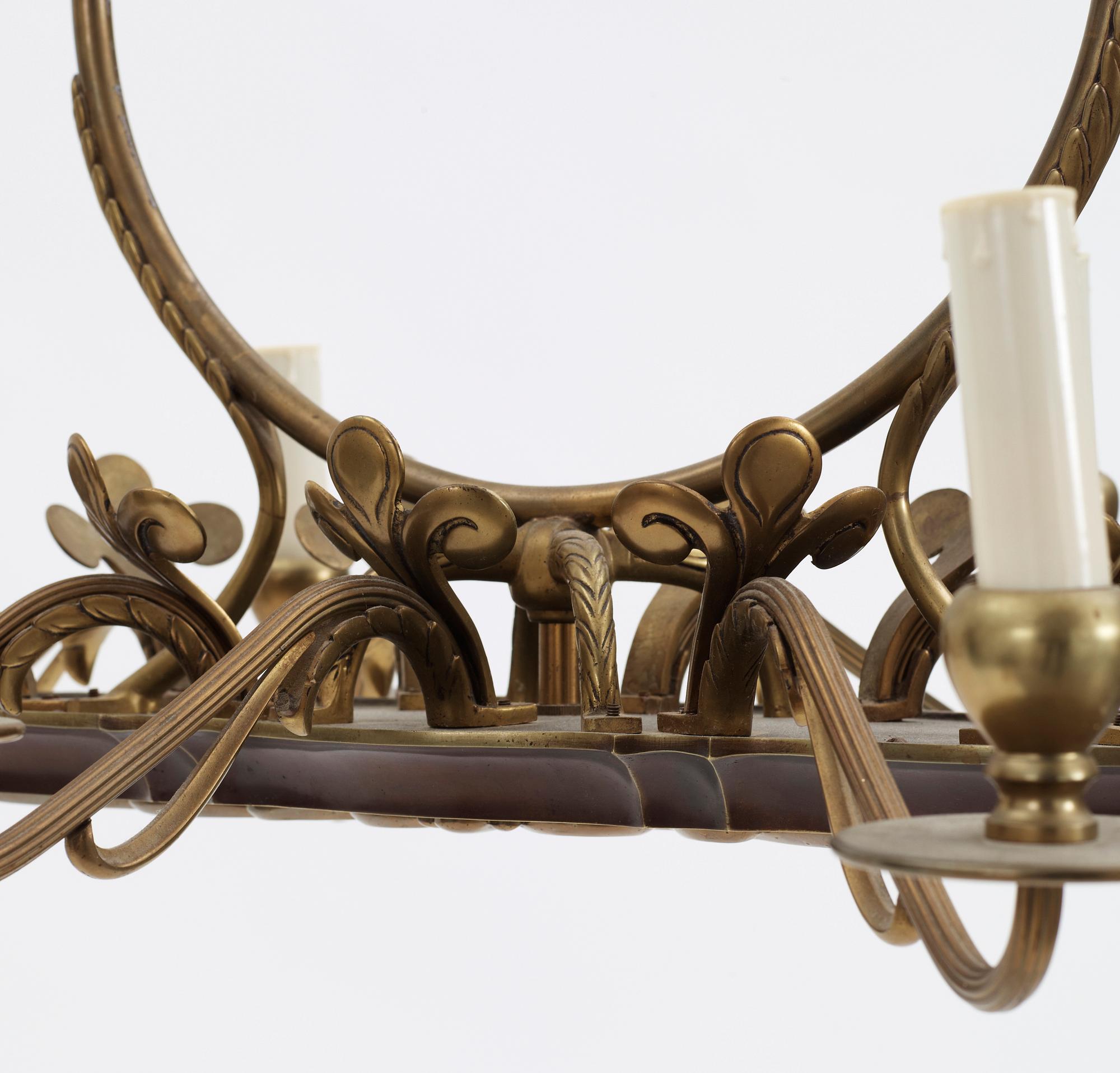 TAKLAMPA, mässing, 1930-tal. H 75.