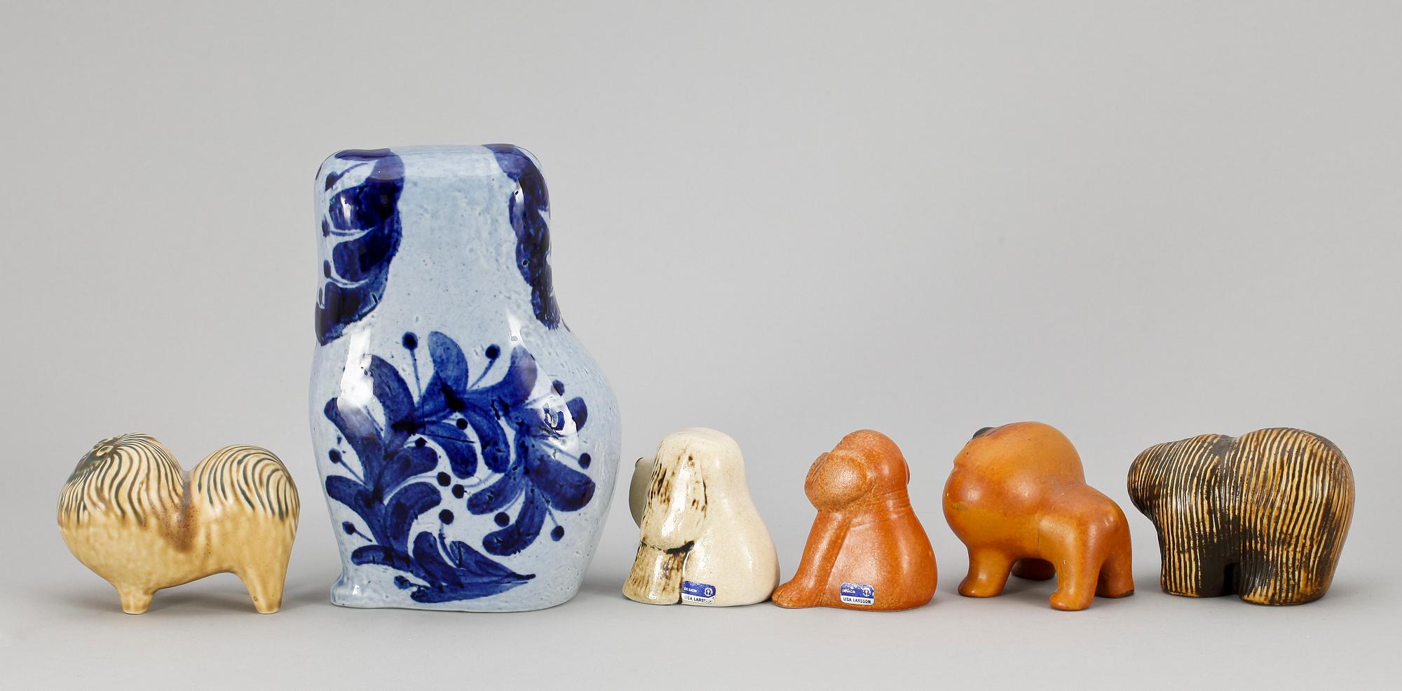 FIGURINER, 6 st, stengods, Lisa Larson, Gustavsberg.