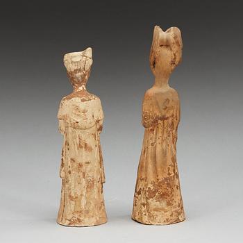 Two potted figures of court attendants, Tang dynasty (618-907).