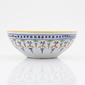 A faience bowl, 18th Century.