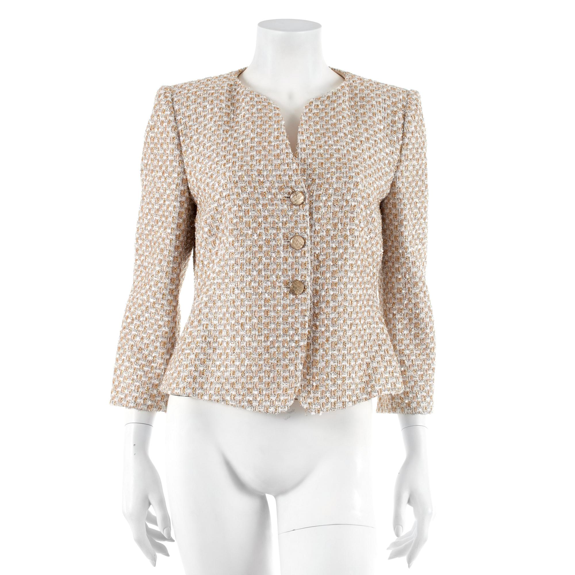 ARMANI, a silver and gold colored evening jacket. Italian size 44.