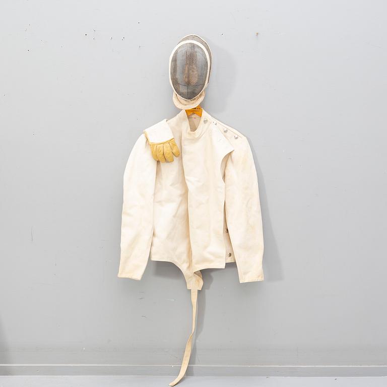 A French set of sword, mask and clothing for fencing, mid/second part of the 20th century.