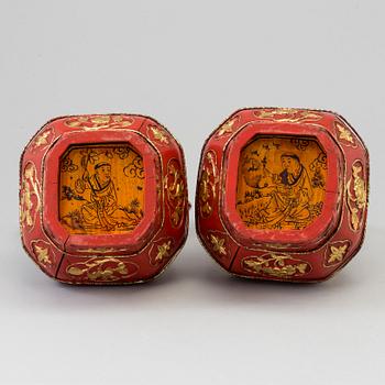 A pair of Chinese red lacquered baskets, early 20th Century.