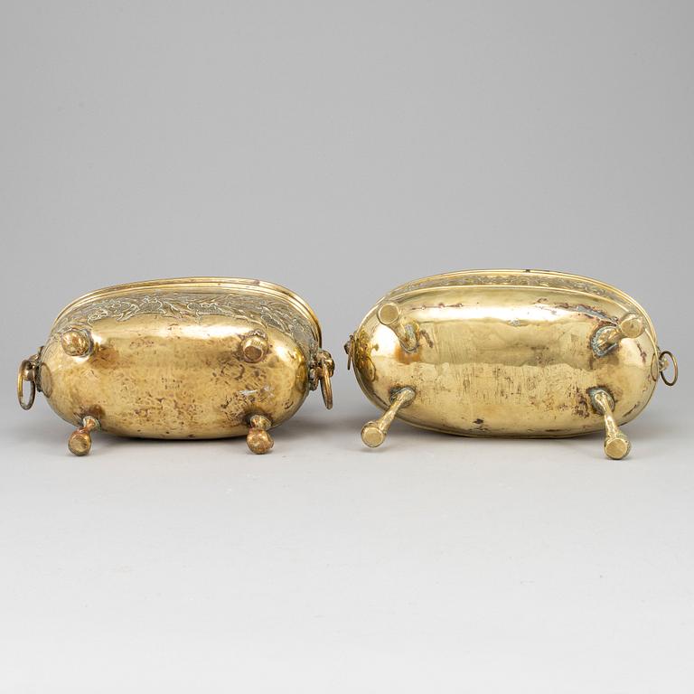 Two 19th century brass jardinieres.