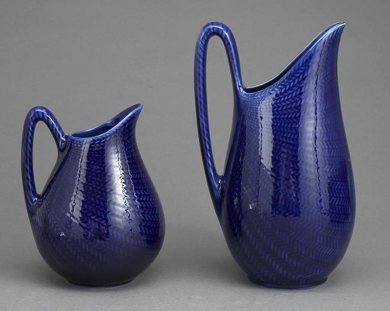 SERVISDELAR, 3delar, flintgods, "Blå Eld", Hertha Bengtsson, Rörstrand, 1965-66.