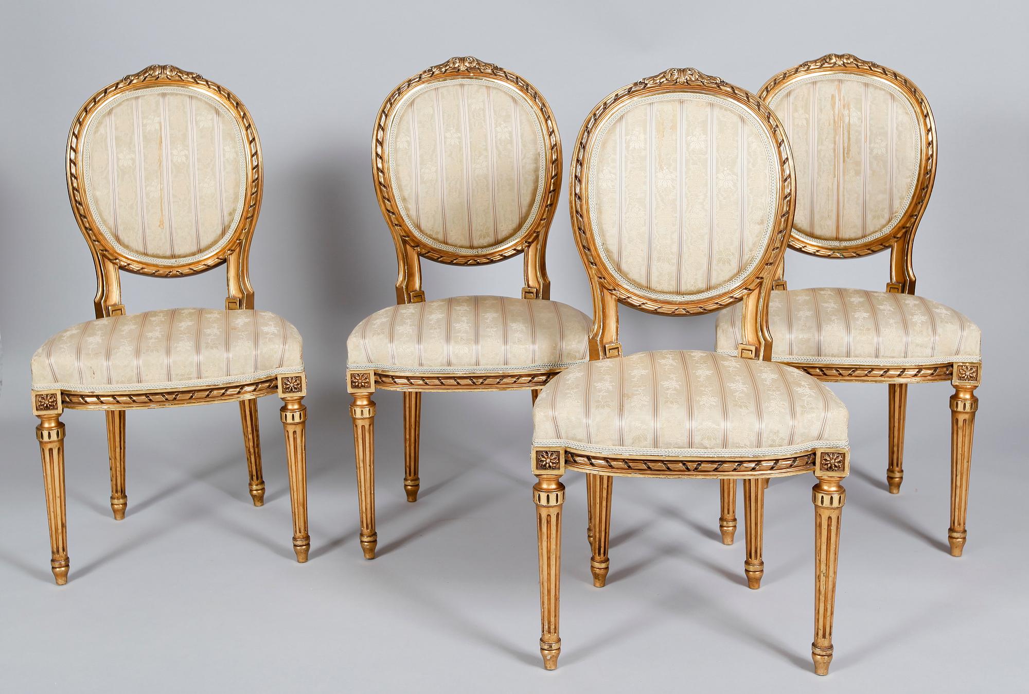 SALONGSMÖBEL, 8 del, gustaviansk stil, 1900-talets första hälft.
