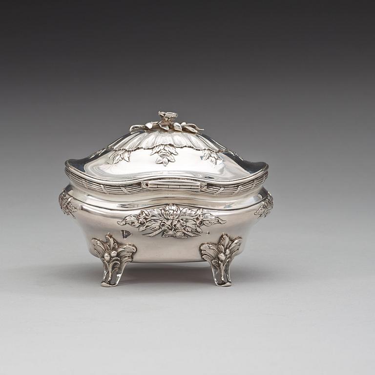 A Swedish 18th century silver sugar-box, marks of Fredrik Petersson Ström, Stockholm 1774.