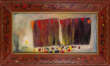 KOSTI AHONEN, collage, oil on board, signed and dated -67.