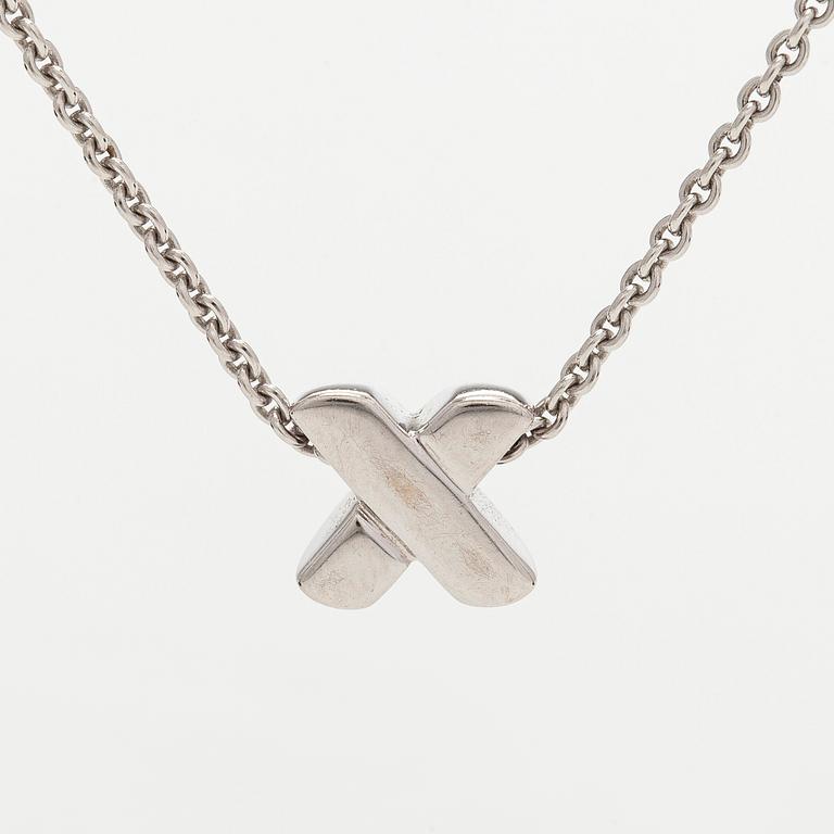 Tiffany & Co, kaulakoru "Cross Stitch", 18K valkokultaa ja timantteja.
