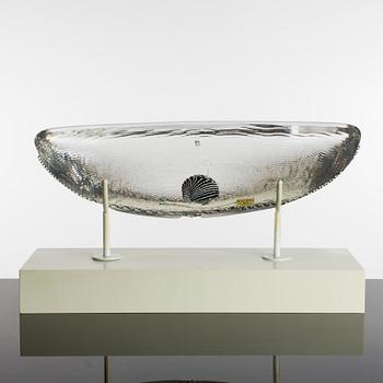 A GLASS SCULPTURE, boat, Bertil Vallien, Kosta Boda.