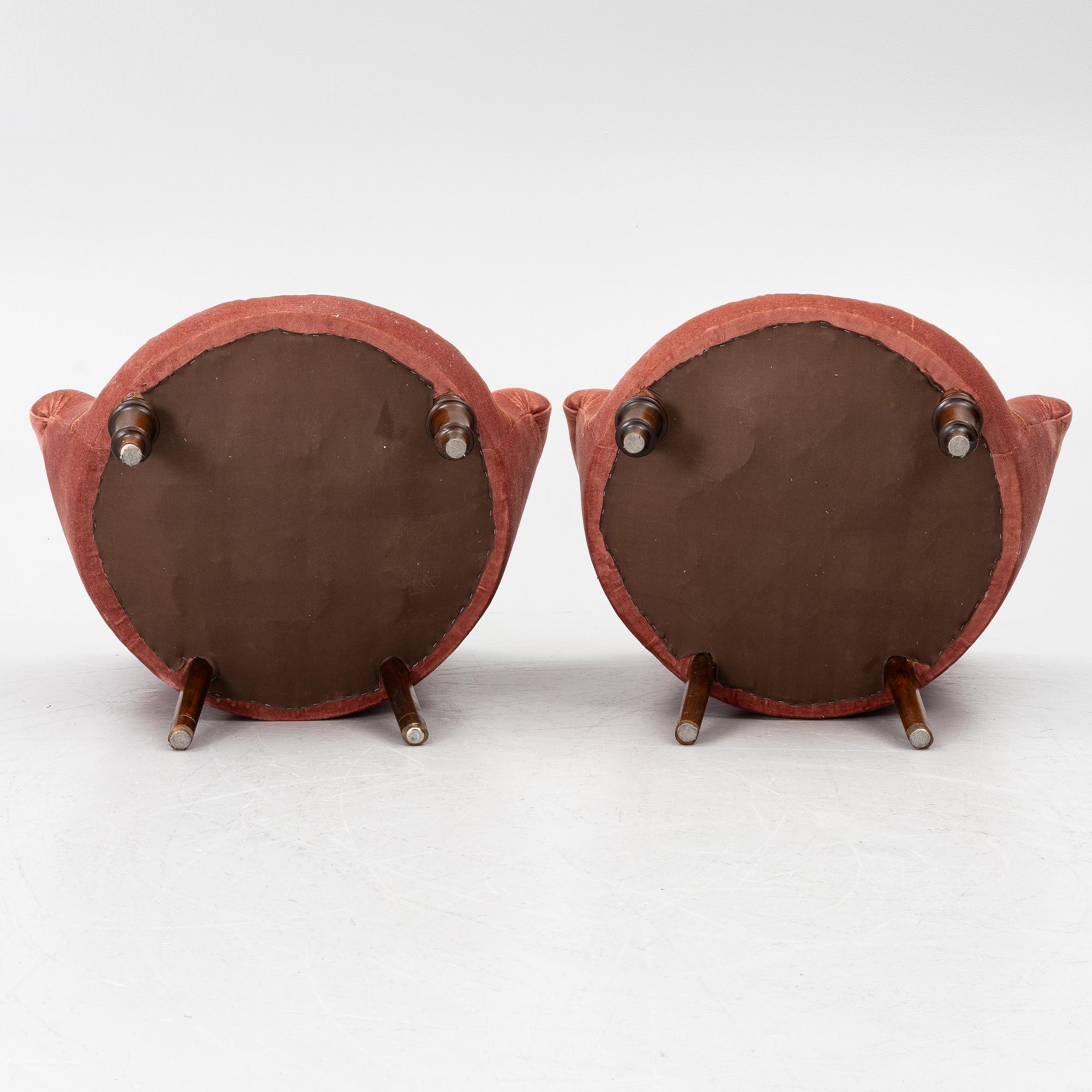 Armchairs, a pair, 1930s/40s.