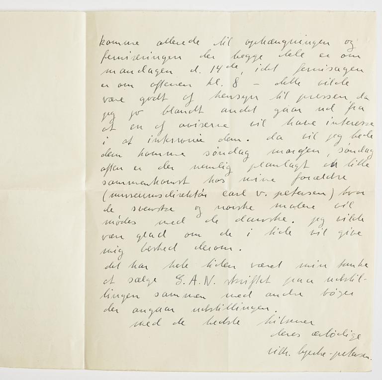 LETTERS (2) and POSTCARD to GAN (Gösta Adrian-Nilsson) from, among others, Vilhelm Bjerke-Petersen and Edvin Ganborg.