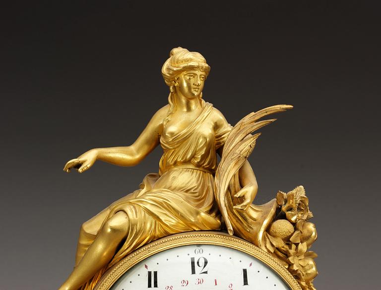 A French Louis XVI mantel clock by M. F. Piolaine.