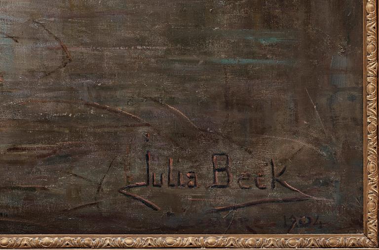 JULIA BECK, duk, signerad Julia Beck och daterad Decembre 1904.