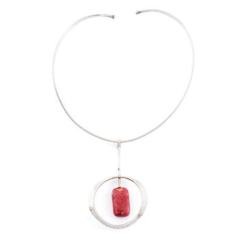 Tone Vigeland, a sterling silver and thulite necklace, Norway 1960s.