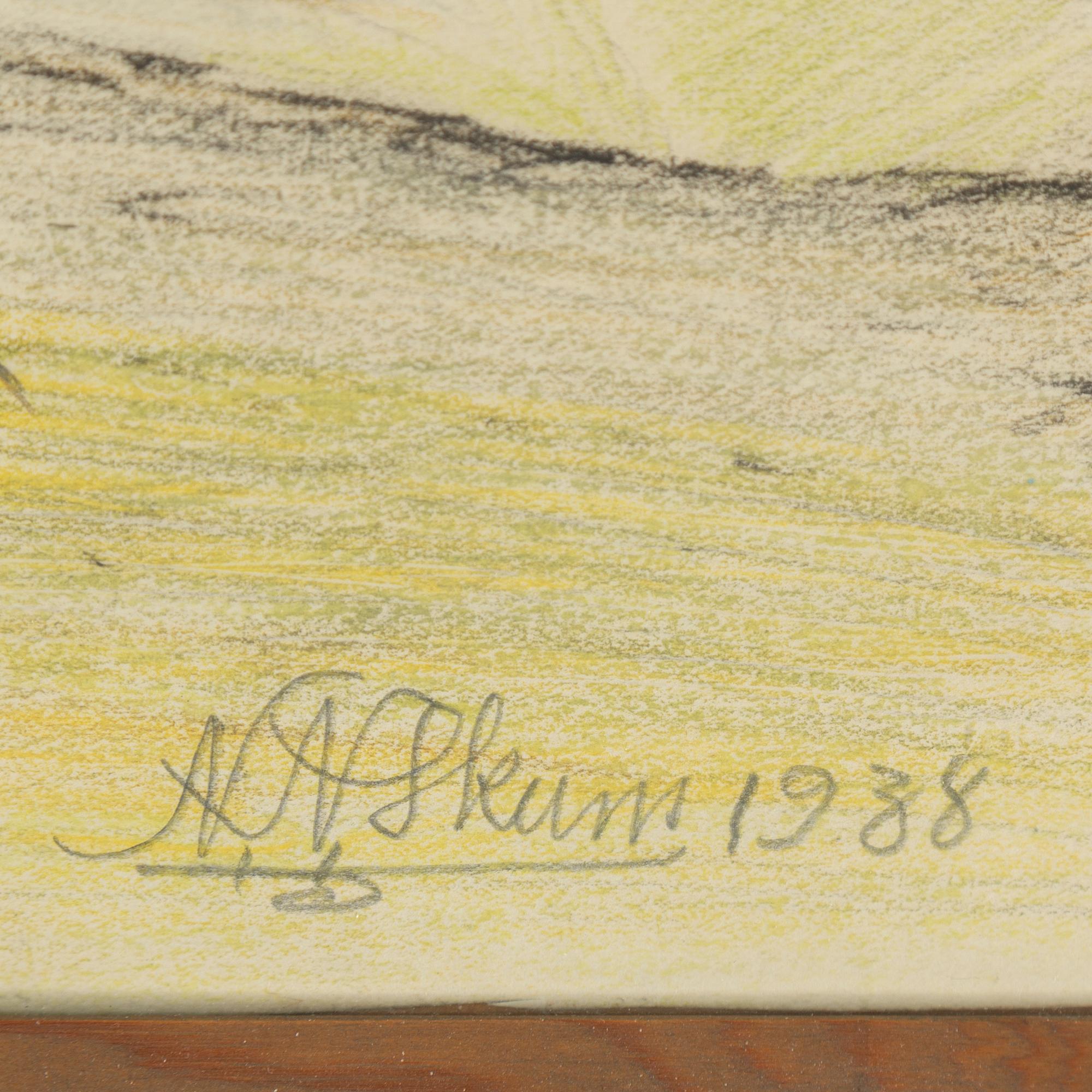 NILS NILSSON SKUM, crayon and pencil, signed N.N. Skum and dated 1938.