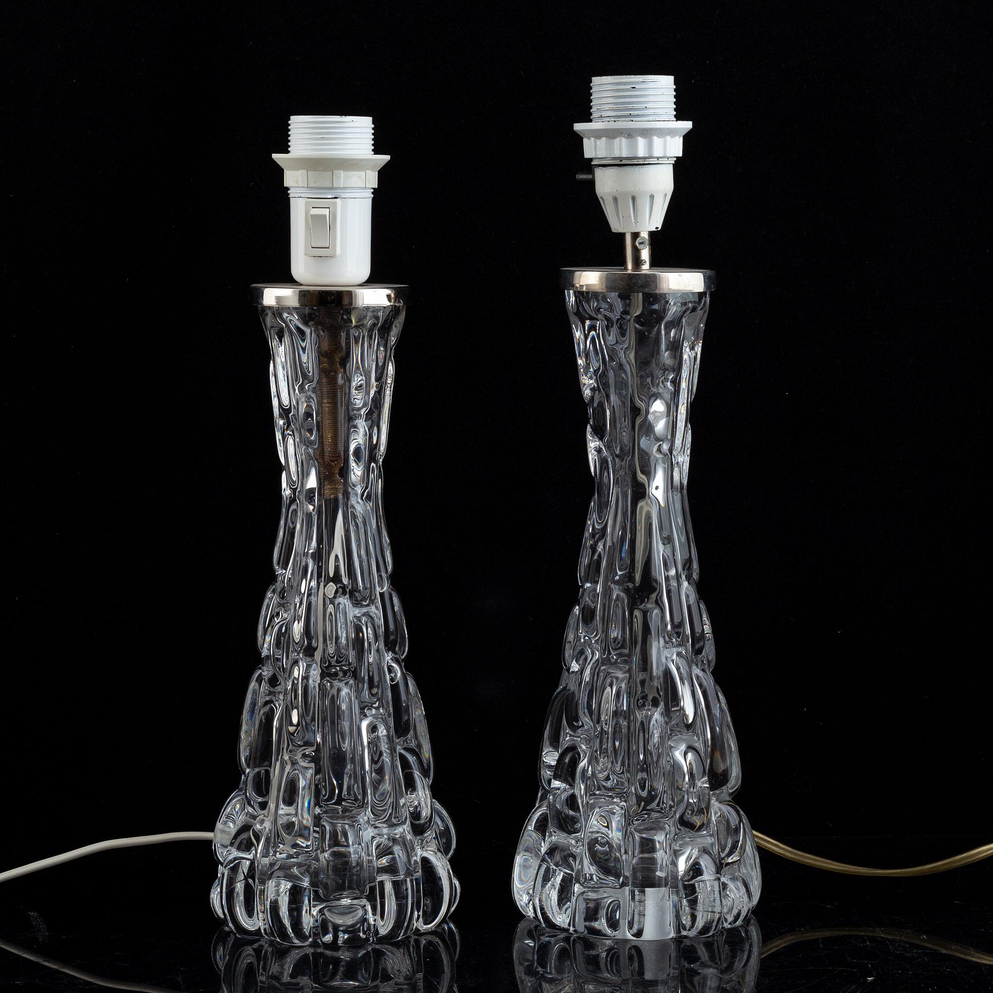Carl Fagerlund, bordslampor, ett par, glas, Orrefors.